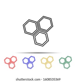 Honeycomb multi color style icon. Simple thin line, outline vector of sciense icons for ui and ux, website or mobile application