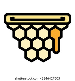 Honeycomb nectar icon outline vector. Honey bee. Flower propolis color flat