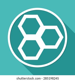 honeycomb on white circle with a long shadow