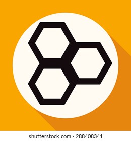 honeycomb on white circle with a long shadow