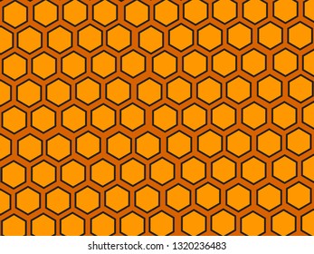 Honeycomb orange seamless pattern. Vector illustration background wallpaper