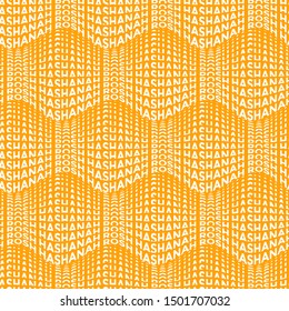 Honeycomb ornament made of words Rosh Hashanah - Jewish New Year.
Hexagon pattern in modern style vector seamless background. Hex geometry mosaic for Judaic holiday