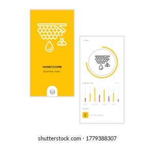 Icono de esquema HONEYCOMB en una plantilla de progreso de tiempo