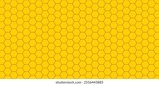 Honeycomb pattern background. Flat Yellow Honeycomb Pattern Background. Hexagonal Design for Websites, Packaging, and Graphics. Geometric abstract background with simple hexagonal elements. Banner