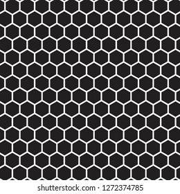 Honeycomb pattern black on white seamless repeating background