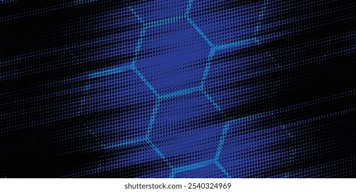 Honeycomb pattern. blue brush stroke pattern in the shape of a honeycomb and black grunge texture. blue background. Vector illustration