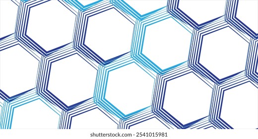 Padrão de favo de mel. padrão de traçado de pincel azul na forma de um favo de mel. Fundo branco. Ilustração vetorial