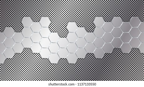Honeycomb pattern. Geometric metal background. Vector illustration