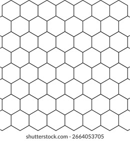 Honeycomb pattern with hexagon mesh. Hexagon seamless pattern. Hexagon Beehive honeycomb pattern wall black and white. Flat vector illustration.