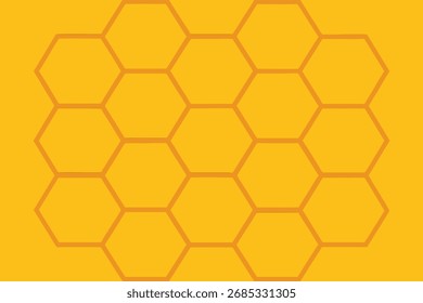 Padrão de favo de mel com hexágonos laranja em fundo amarelo textura geométrica