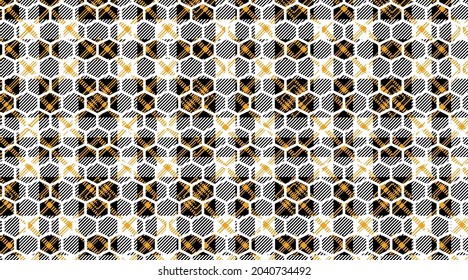 Honeycomb Pattern of Plaid Checkered Fabric backgrond.EPS 10 Vector high solution illustration background.