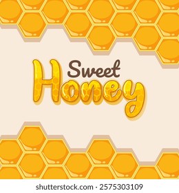 Honeycomb pattern with sweet honey text design