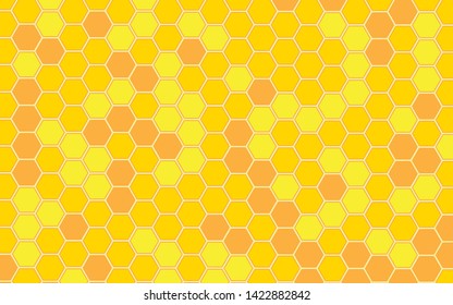 Honeycomb pattern vector background. Honeybee ornament hexagon texture. Beehive orange and yellow of geometric shapes