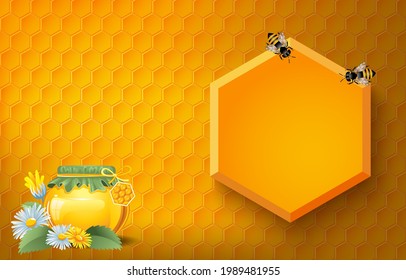 Honeycomb pattern vector background with poligon logo for advertiser banner and product cover, Basic RGB