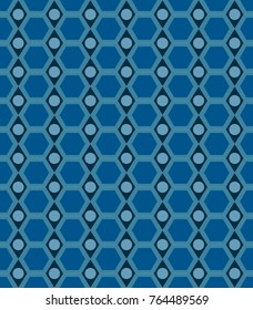 Honeycomb and polka seamless pattern. Fashion graphic background design. Modern stylish abstract texture. Blue template for prints, textiles, wrapping, wallpaper, website, etc. Vector illustration