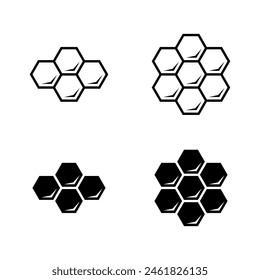 Honeycomb polygon icon set. Hexagonal beehive concept