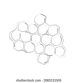 Honigwabenpropolis doodle. Zellkampfstruktur. Handgezeichneter Honig. Natürlicher organischer Stoff. Stock-Vektorgrafik, schwarz-weißes Bild auf weißem Hintergrund.