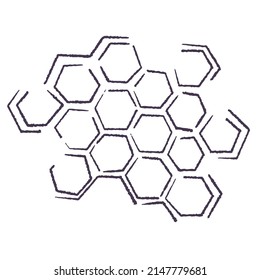 Honeycomb propolis doodle sketch. Cell comb structure. Hand drawn honey. Natural organic. Stock vector black and white illustration on white background.