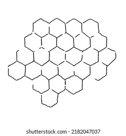 Esbozo del doodle del propóleo de Honeycomb. Trazado a mano de peine de miel. Estructura del peine de celda. Orgánico natural. Ilustración vectorial de material en blanco y negro sobre fondo blanco.