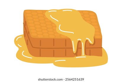 Honeycomb with puddle of honey