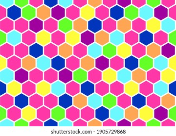 Honeycomb rainbow seamless background. Vector illustration for poster or banner