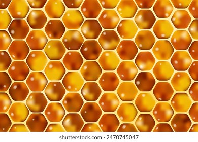 Fondo realista de panal. Diseño de Vector. 