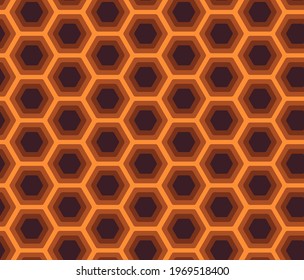 Honeycomb retro pattern. Seamless vector background with hexagon tile.