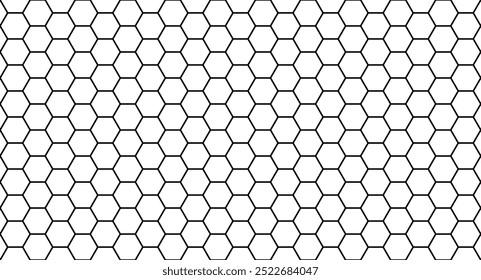 Honeycomb seamless hexagon pattern. Black and white color wallpaper. Honey comb background. Vector illustration.