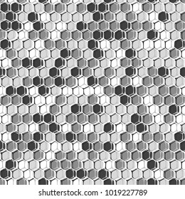 Honeycomb. Seamless monochrome pattern. Hand-drawn vector illustration. Nature abstract background.