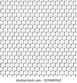 Honeycomb. Seamless monochrome pattern. Hand-drawn vector illustration. Nature abstract background.