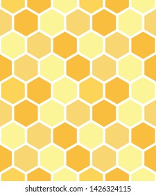 Honeycomb seamless pattern design in color. Honeycomb grid vector colorful pattern in yellow and orange.