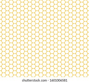 Honeycomb seamless pattern. Golden yellow hexagons on white. Geometric mosaic background. Vector illustration