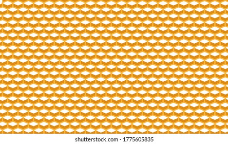 Honeycomb seamless pattern grid perspective texture and geometric background for presentation. HD 16x9 vector seamless. Hexagon texture and white background. Black and white honeycomb Vector 