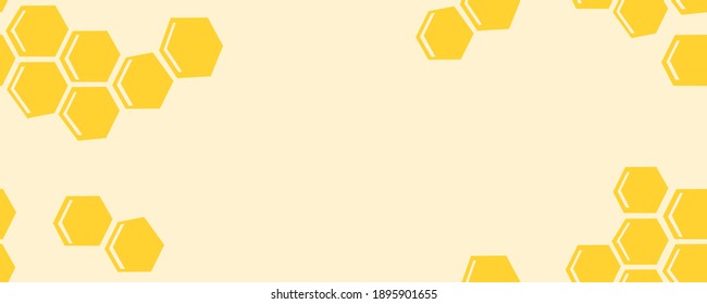 Honeycomb seamless pattern with hexagon grid cells on yellow sign label vector illustration.