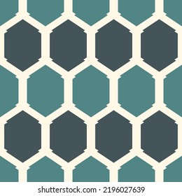 Honeycomb seamless pattern. Hexagon mosaic tiles ornament. Ethnic surface print. Repeated geometric figures background. Ornamental wallpaper. Modern geo design digital paper.