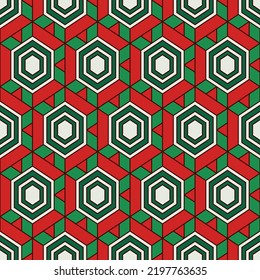 Honeycomb seamless pattern. Hexagon mosaic tiles ornament. Ethnic surface print. Repeated geometric figures background. Ornamental wallpaper. Modern geo design digital paper. Vector abstract work.