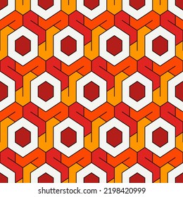Patrón sin fisuras de Honeycomb. Baldosas de mosaico hexagonal adornado. Impresión de superficie étnica. Fondo de figuras geométricas repetidas. Papel de pared ornamental. Papel digital de diseño geológico moderno. Trabajo abstracto vectorial.