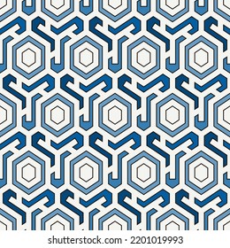 Patrón sin fisuras de Honeycomb. Baldosas de mosaico hexagonal adornado. Impresión de superficie étnica. Fondo de figuras geométricas repetidas. Papel de pared ornamental. Papel digital de diseño geológico moderno.