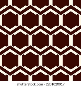 Honeycomb seamless pattern. Hexagon mosaic tiles ornament. Ethnic surface print. Repeated geometric figures background. Ornamental wallpaper. Modern geo design digital paper.