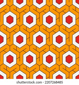 Patrón sin fisuras de Honeycomb. Baldosas de mosaico hexagonal adornado. Impresión de superficie étnica. Fondo de figuras geométricas repetidas. Papel de pared ornamental. Papel digital de diseño geológico moderno. Trabajo abstracto vectorial.