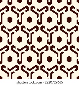 Honeycomb seamless pattern. Hexagon mosaic tiles ornament. Ethnic surface print. Repeated geometric figures background. Ornamental wallpaper. Modern geo design digital paper. Vector abstract work.