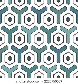 Honeycomb seamless pattern. Hexagon mosaic tiles ornament. Ethnic surface print. Repeated geometric figures background. Ornamental wallpaper. Modern geo design digital paper. Vector abstract art.