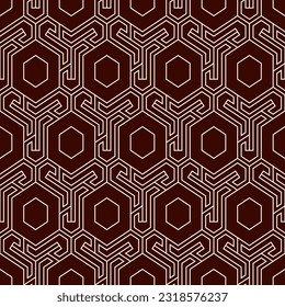 Honeycomb seamless pattern. Hexagon mosaic tiles ornament. Ethnic surface print. Repeated geometric figures background. Ornamental wallpaper. Modern geo design digital paper.