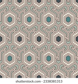 Patrón sin fisuras de Honeycomb. Baldosas de mosaico hexagonal adornado. Impresión de superficie étnica. Fondo de figuras geométricas repetidas. Papel de pared ornamental. Papel digital de diseño geológico moderno.