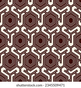 Patrón sin fisuras de Honeycomb. Baldosas de mosaico hexagonal adornado. Impresión de superficie étnica. Fondo de figuras geométricas repetidas. Papel de pared ornamental. Papel digital de diseño geológico moderno.