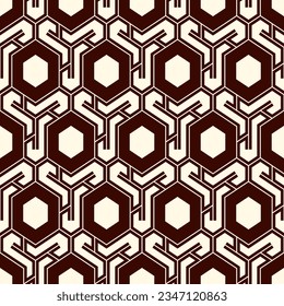 Patrón sin fisuras de Honeycomb. Baldosas de mosaico hexagonal adornado. Impresión de superficie étnica. Fondo de figuras geométricas repetidas. Papel de pared ornamental. Papel digital de diseño geológico moderno.