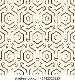 Honeycomb seamless pattern. Hexagon mosaic tiles ornament. Ethnic surface print. Repeated geometric figures background. Ornamental wallpaper. Modern geo design digital paper.