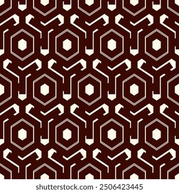 Honeycomb seamless pattern. Hexagon mosaic tiles ornament. Ethnic surface print. Repeated geometric figures background. Ornamental wallpaper. Modern geo design digital paper.