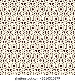 Honeycomb seamless pattern. Hexagon mosaic tiles ornament. Ethnic surface print. Repeated geometric figures background. Ornamental wallpaper. Modern geo design digital paper.
