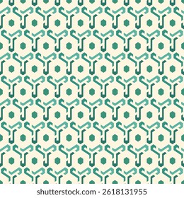 Padrão sem emenda de favo de mel. Hexágono mosaico azulejos ornamento. Impressão de superfície étnica. Fundo de figuras geométricas repetido. Papel de parede ornamental. Papel digital de design geográfico moderno. Trabalho de vetor abstrato.